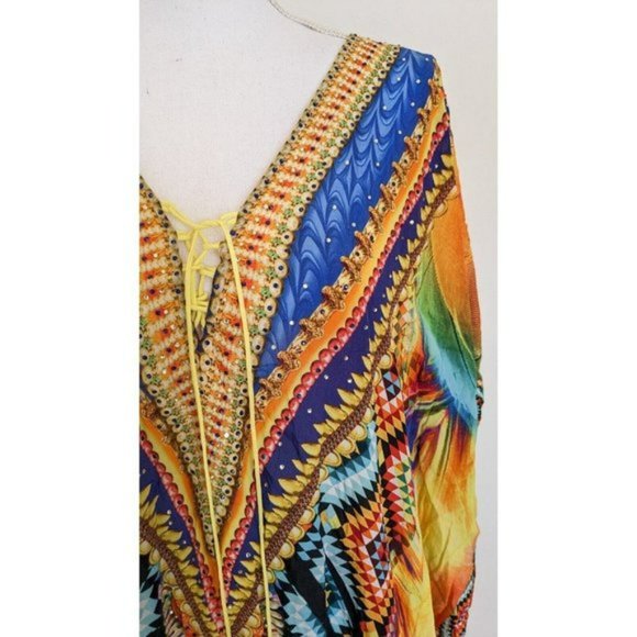 Vizcosa Embellished Silk Kaftan - Picture 3 of 8